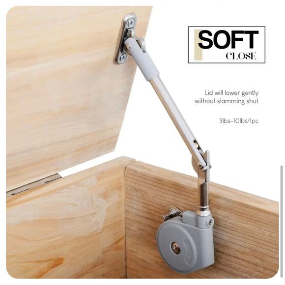 Morinbo Lid Stay 105 Degree Open with Soft Close, Lid Support for Toy Box and Up - Picture 2 of 5